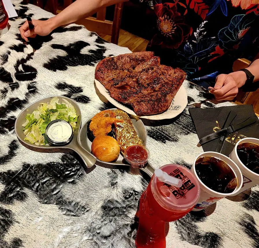 The 72-ounce steak challenge platter at the Big Texan Steak Ranch in Amarillo