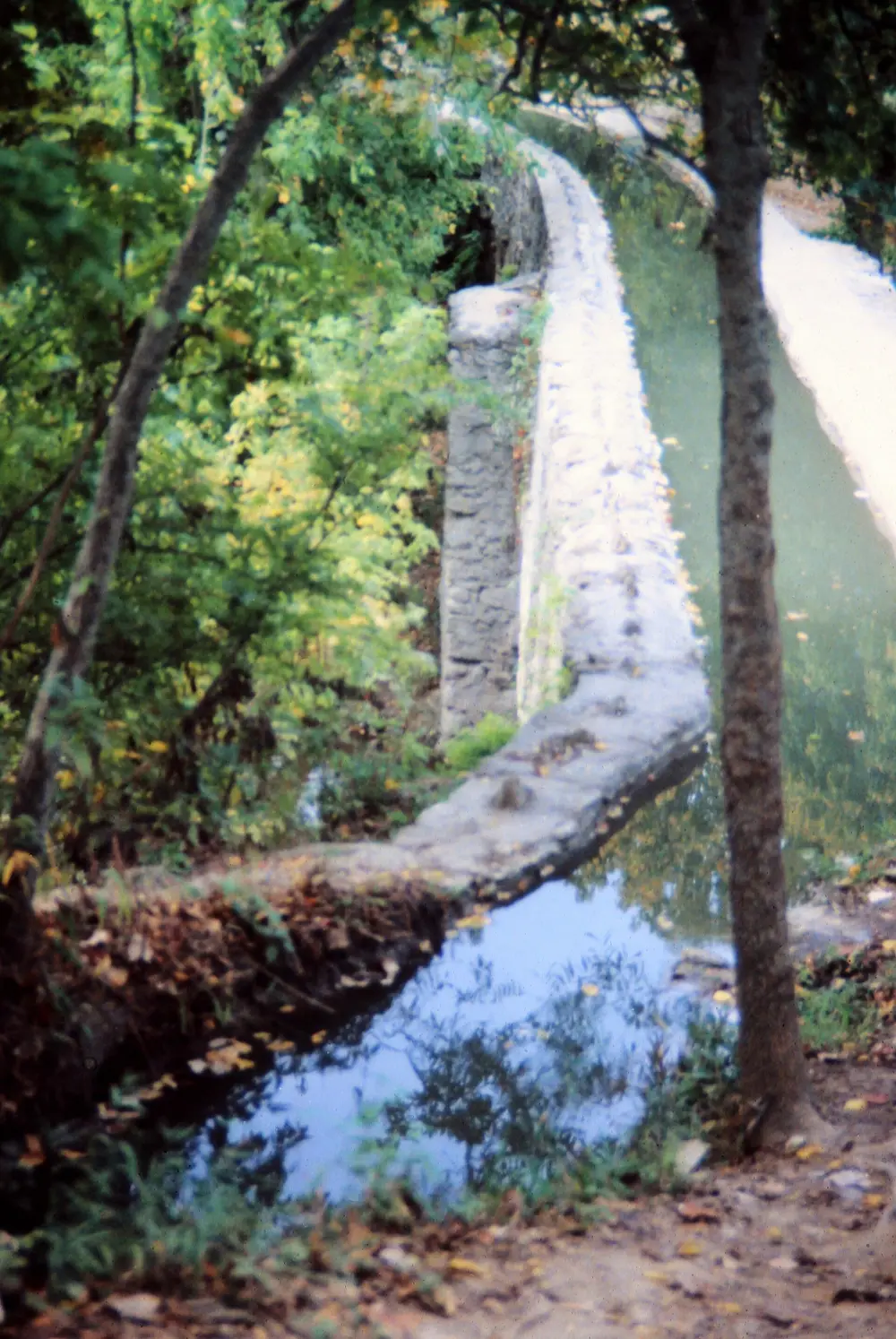 The stone Espada Aqueduct carrying an irrigation channel over a creek in San Antonio