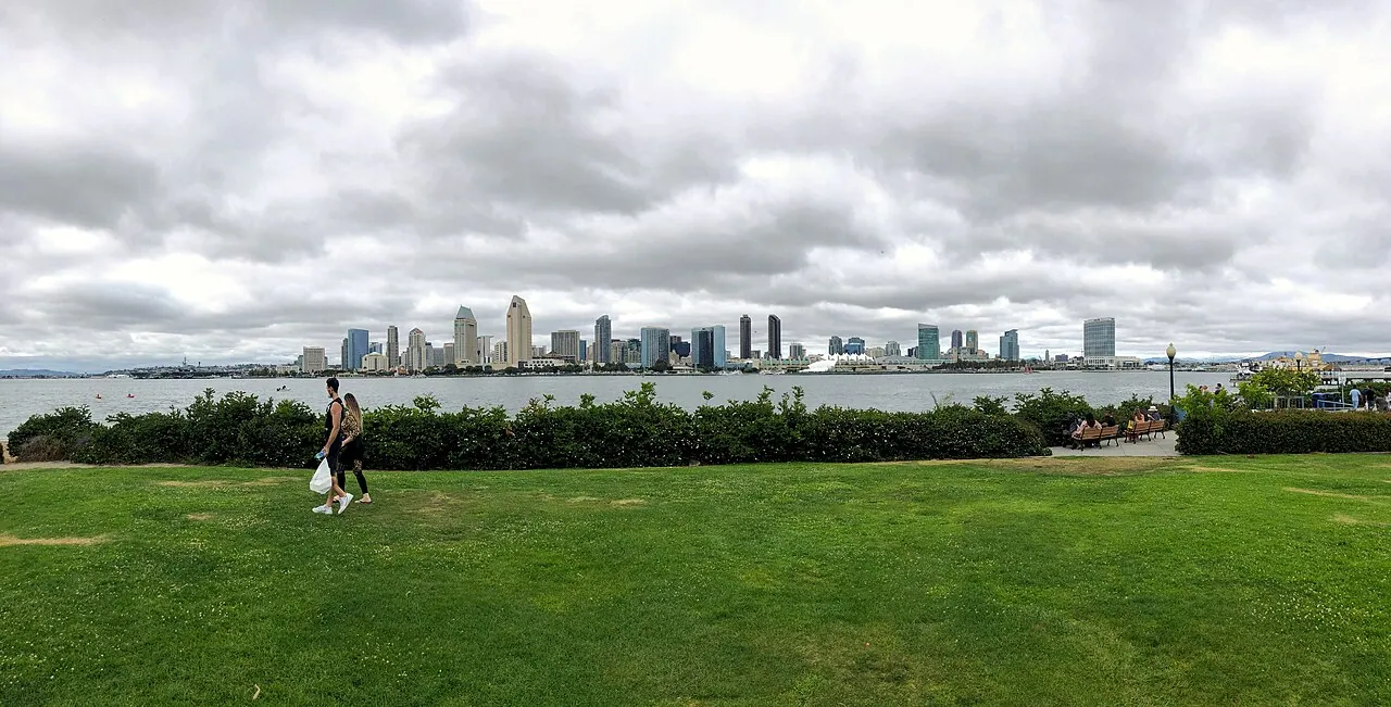 The downtown San Diego skyline seen across the bay from Coronado