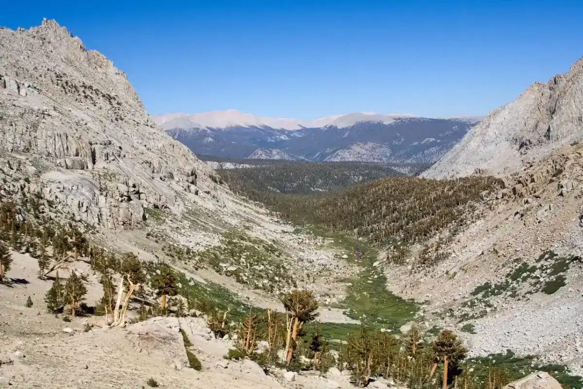 Granite canyon walls of Kings Canyon seen from a roadside viewpoint