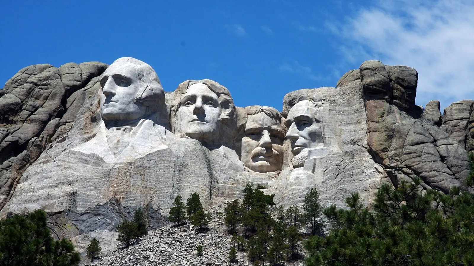 Mount Rushmore National Memorial carved into the Black Hills near Keystone, South Dakota