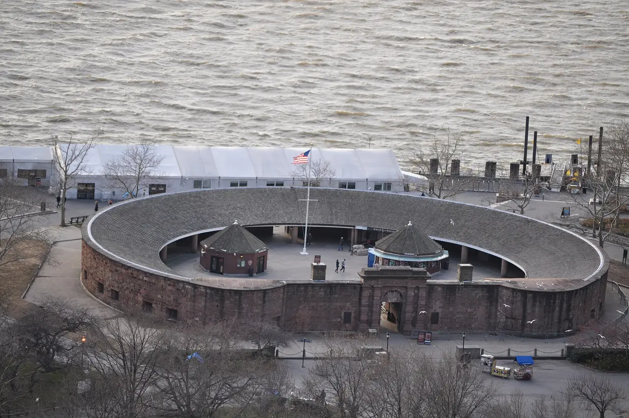 The round brick walls of Castle Clinton in Battery Park, Manhattan