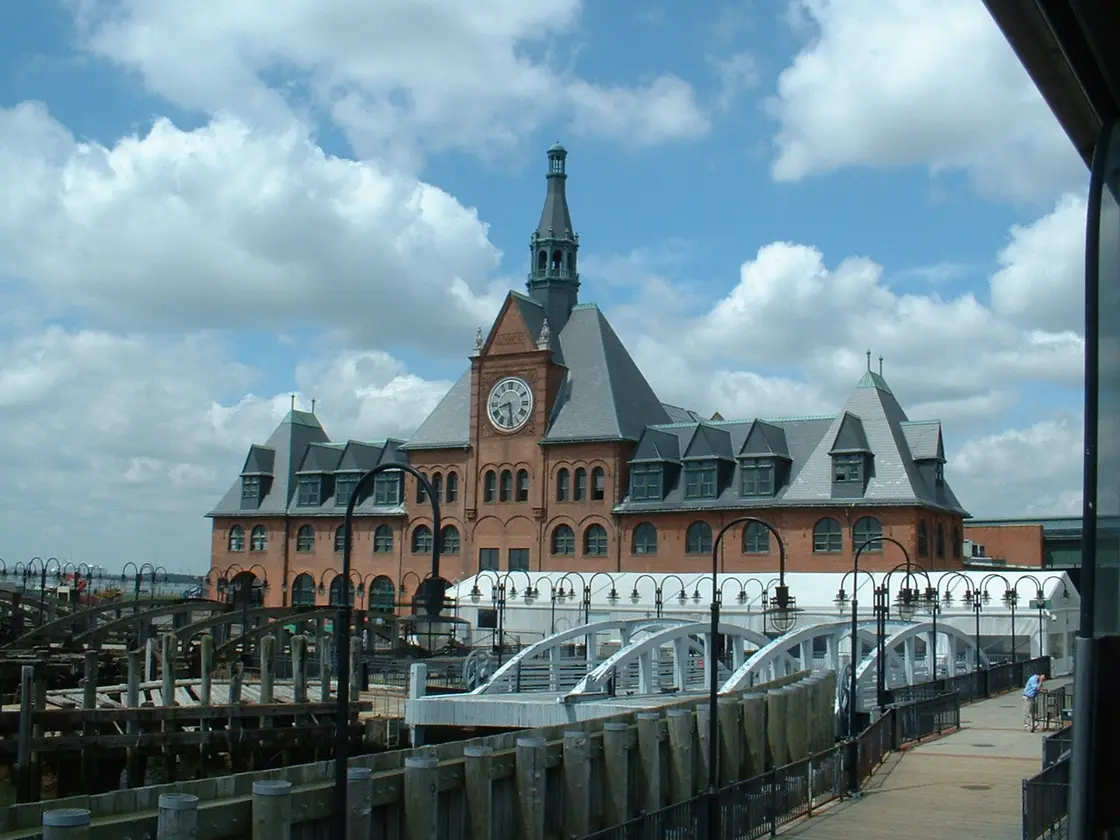 The historic CRRNJ railroad terminal building at Liberty State Park in Jersey City