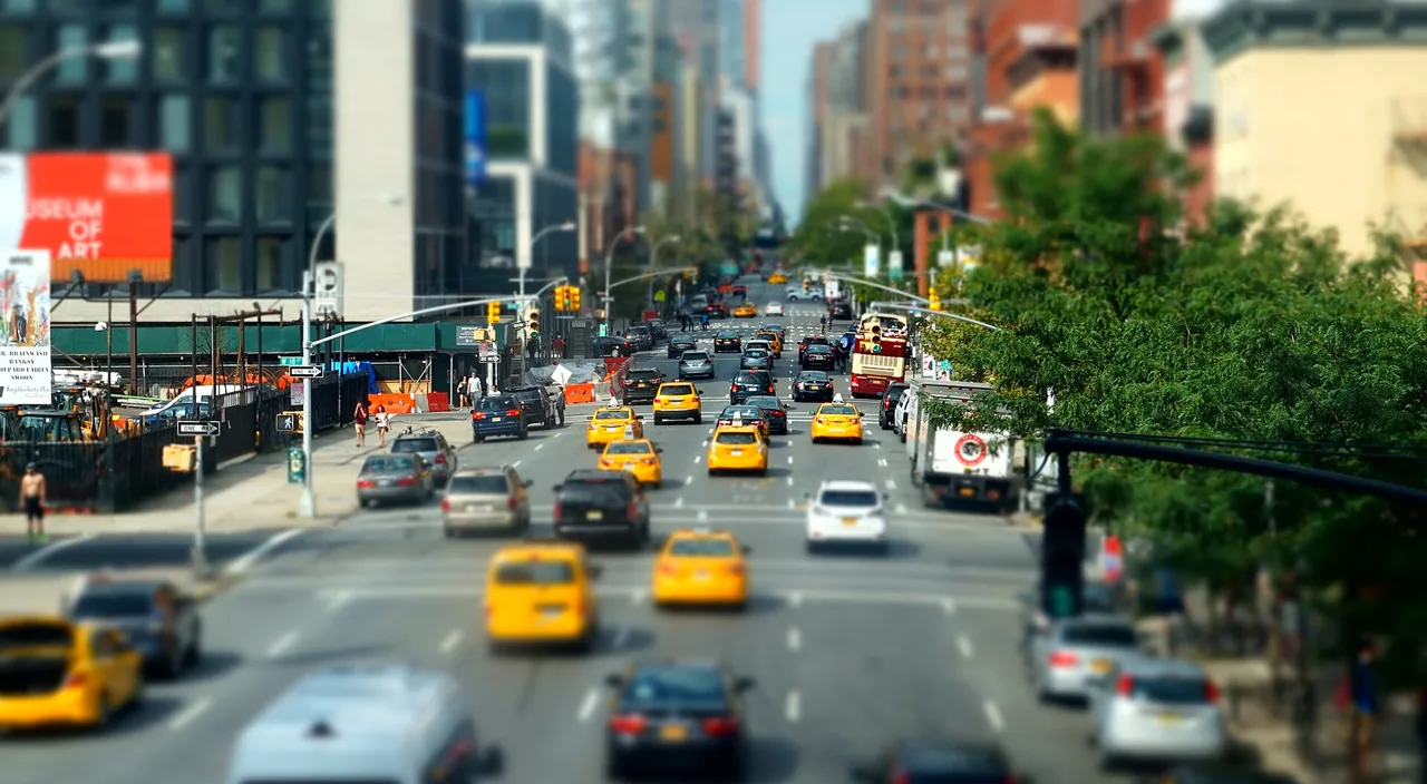 Yellow taxi cabs on a New York City street