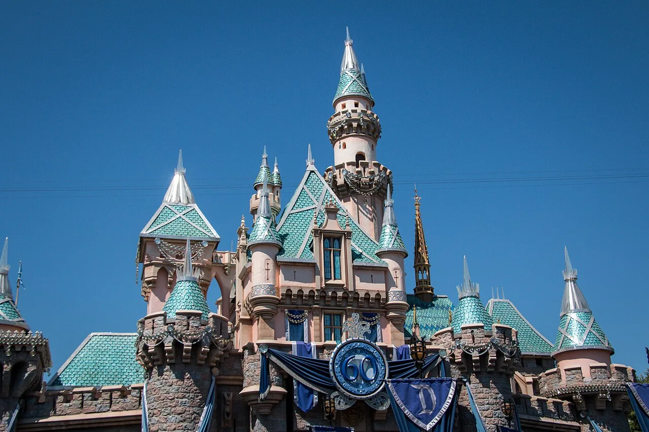 Sleeping Beauty Castle at Disneyland in Anaheim, California, seen from Main Street