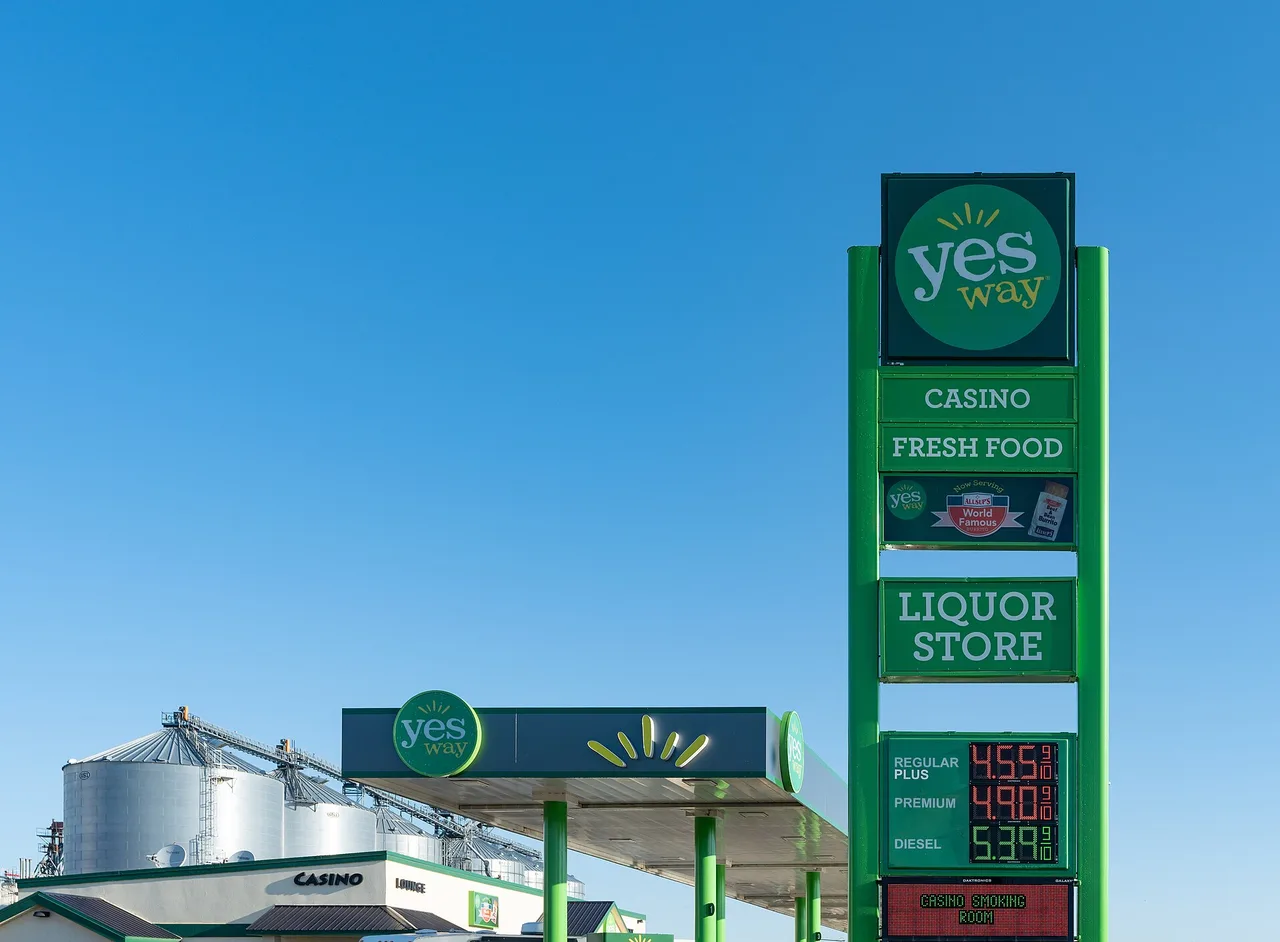 A gas station price sign in Fort Pierre, South Dakota