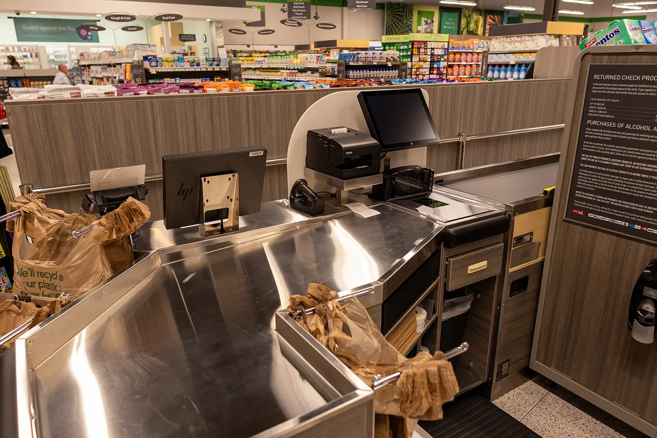 Checkout aisles at a Publix supermarket in Orlando, Florida
