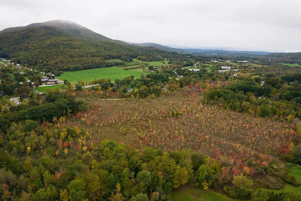 Fall foliage around downtown Bennington Vermont