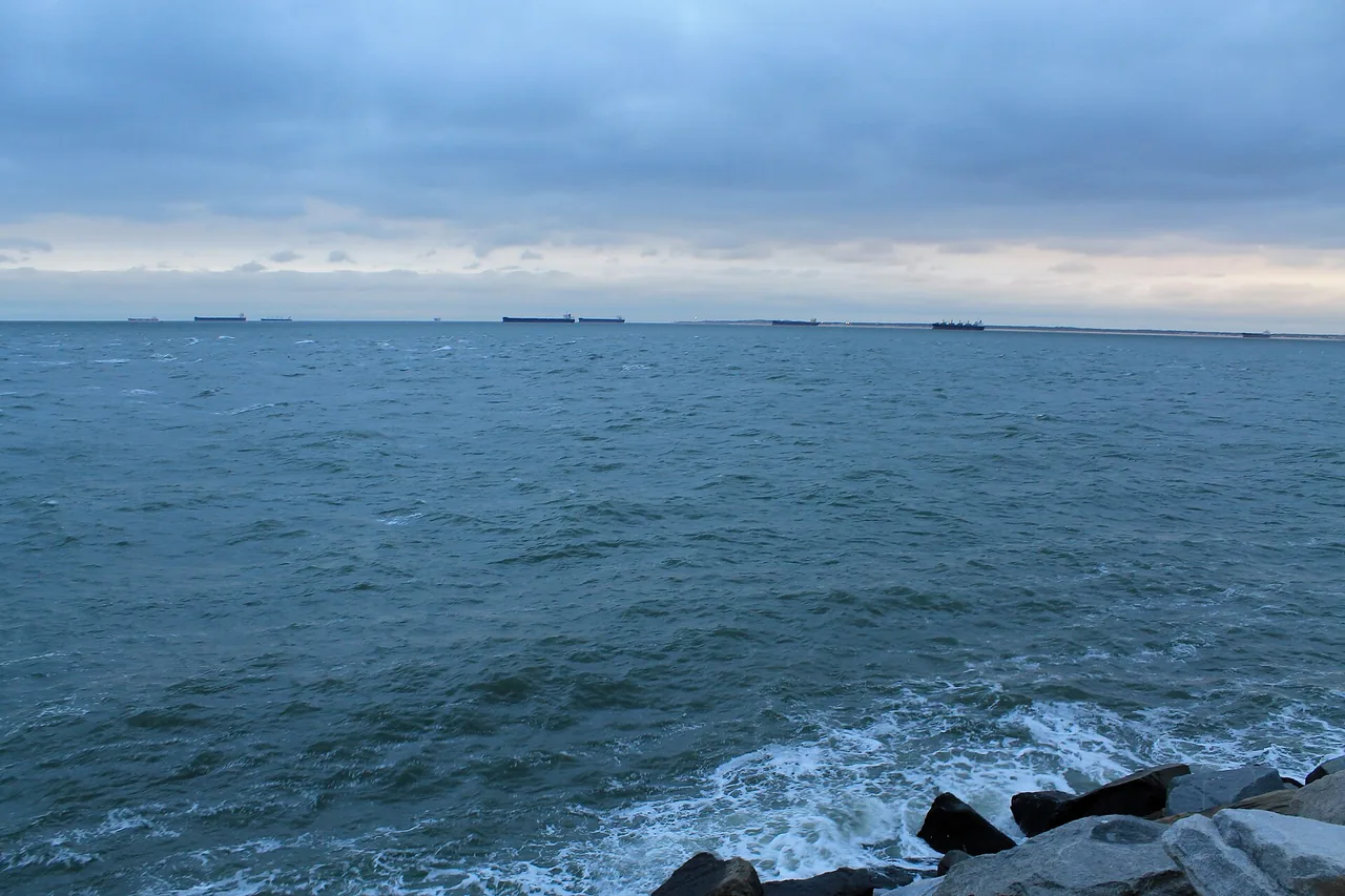 The low trestle roadway of the Chesapeake Bay Bridge-Tunnel running out across open water