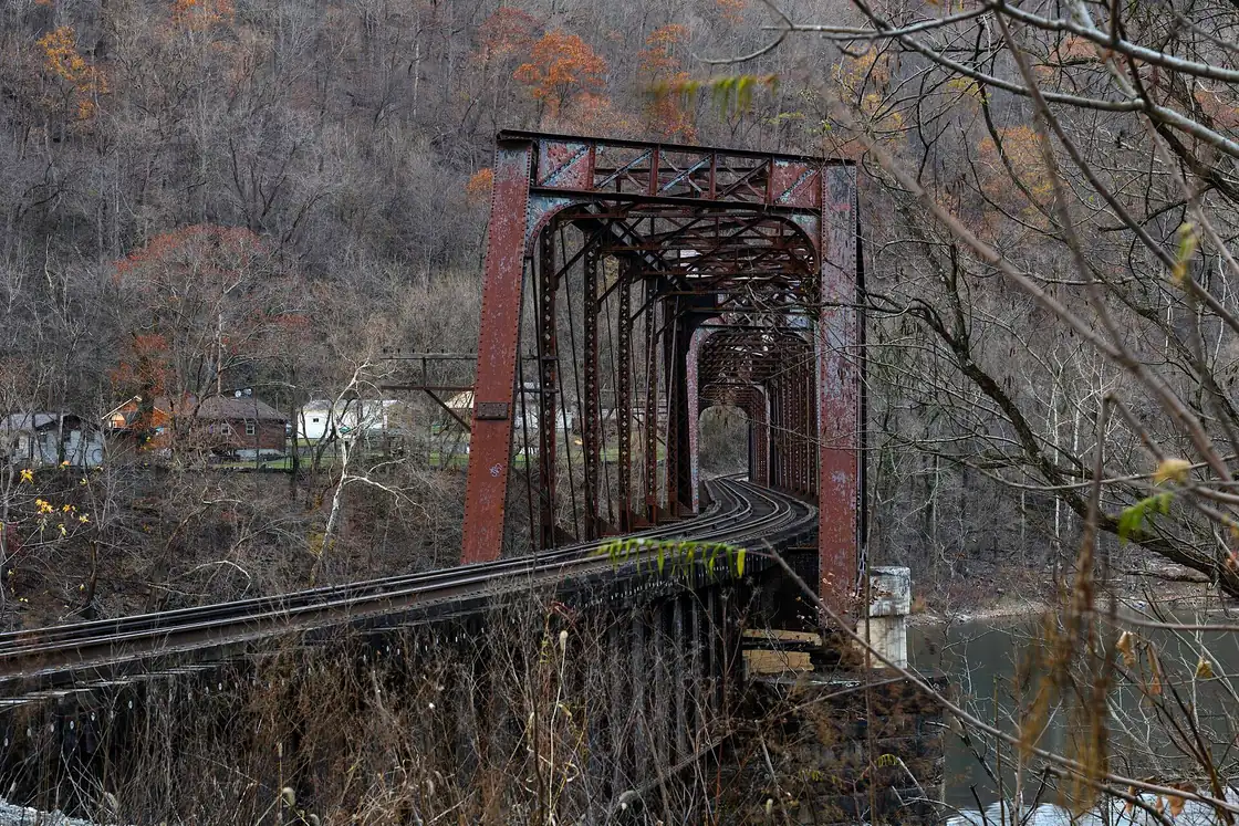 Historic railroad bridge over Glade Creek in New River Gorge