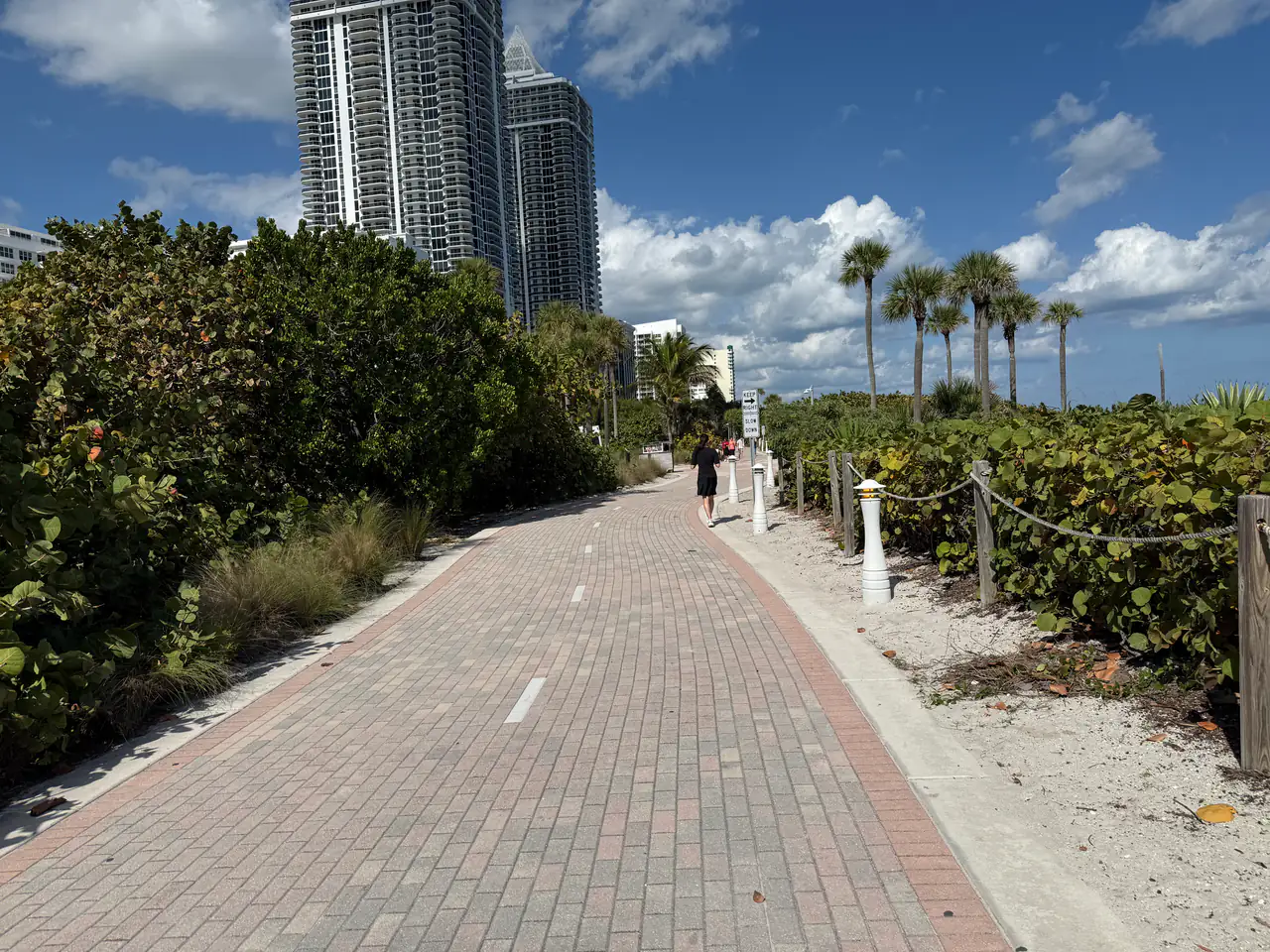 The wooden beach boardwalk running north through Mid Beach in Miami Beach