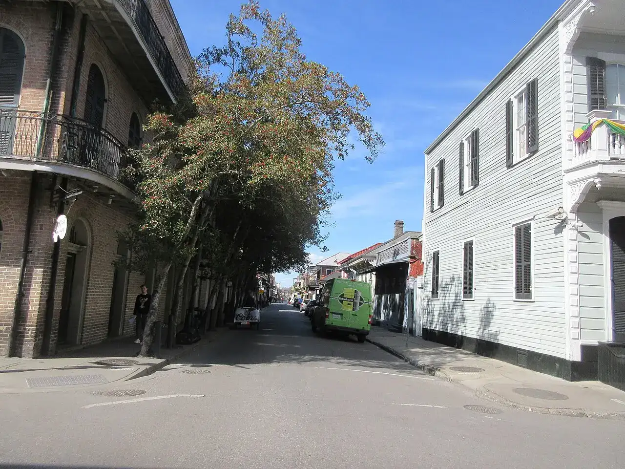 Wrought-iron balconies along Royal Street in the French Quarter of New Orleans