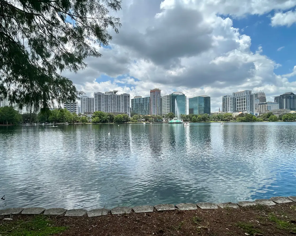 High-rise buildings of downtown Orlando seen from Lake Eola Park