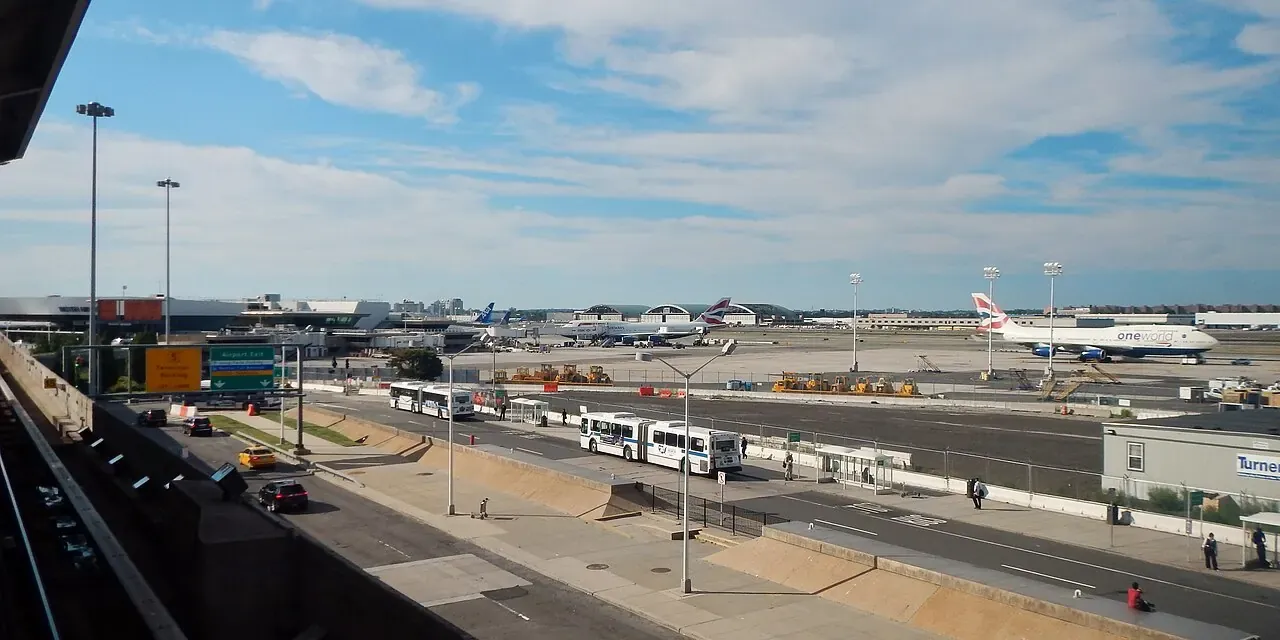 Aerial panorama of John F. Kennedy International Airport