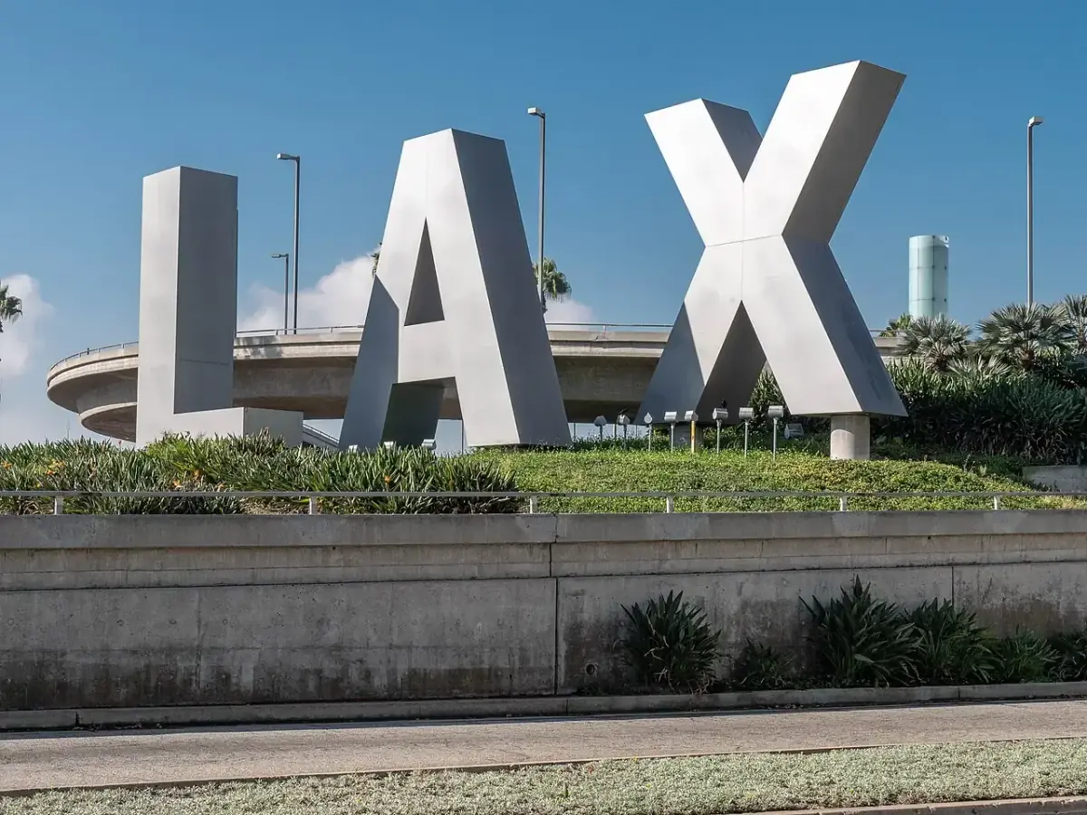Large LAX letters sign at Los Angeles International Airport