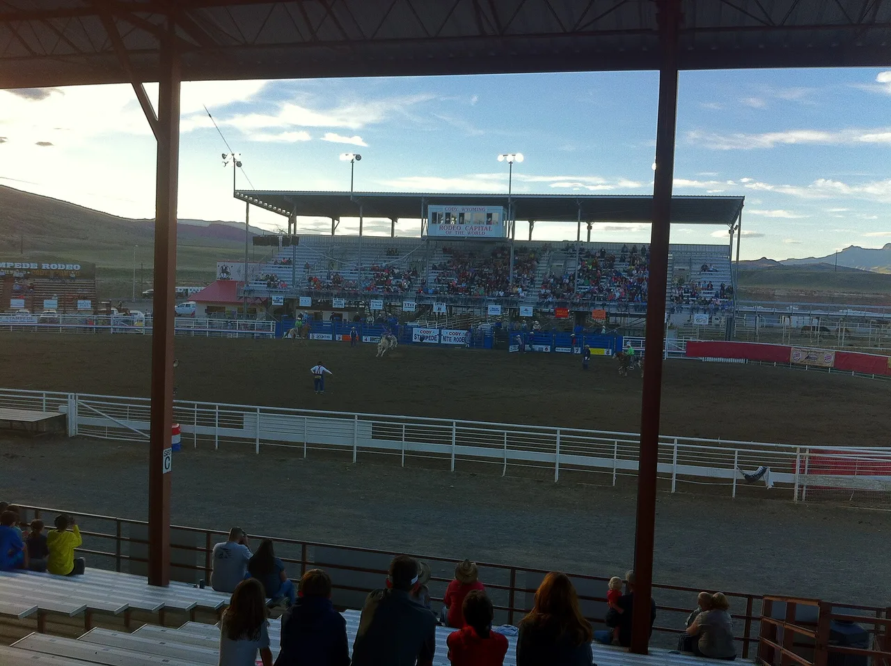 Riders competing at the Cody Nite Rodeo in Cody, Wyoming
